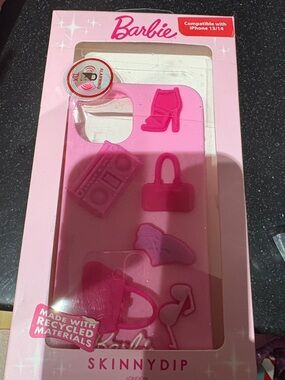 Barbie Pink Silicone Phone Case with Hot Pink Icons
